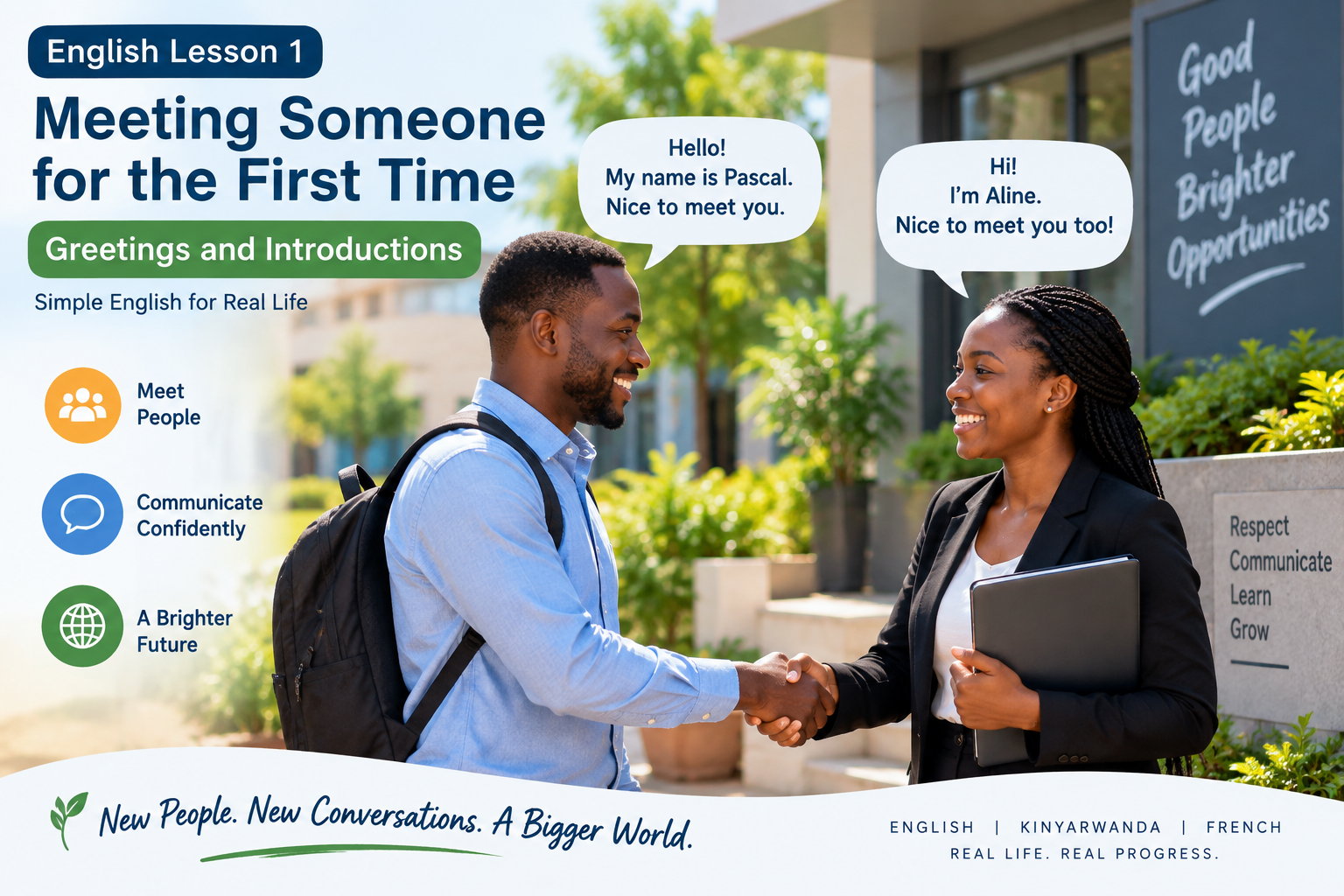 Beginner English Lesson 1: Meeting Someone for the First Time